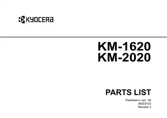 Kyocera Mita KM-1620, KM-2020 multifunctional device parts list