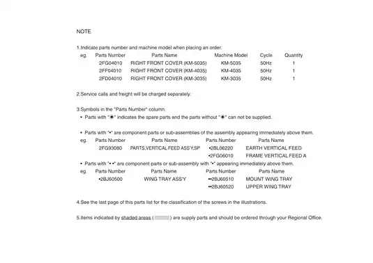 Kyocera KM-3035, KM-4035, KM-5035 parts list Preview image 2