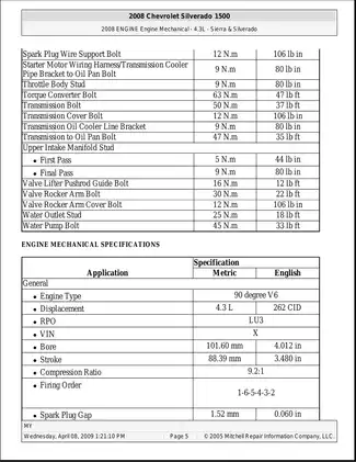 2003-2010 Chevrolet Express 4.3L, 4.8L, 5.3L, 6.0L, 6.6L duratec engine repair manual Preview image 5