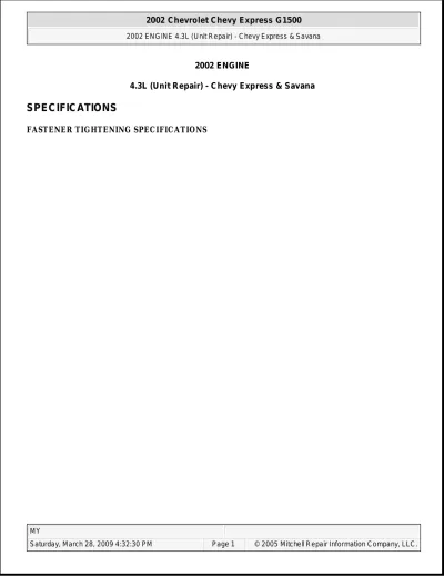 Preview: 1996–2000 Chevrolet Express Van / Chevy Van Engine Repair Manual (OEM)