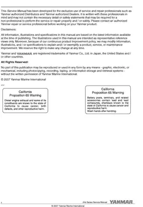 Yanmar Marine JH4 series, 3JH4E, 4JH4AE, 4JH4-TE, 4JH4-HTE diesel engine service manual Preview image 3