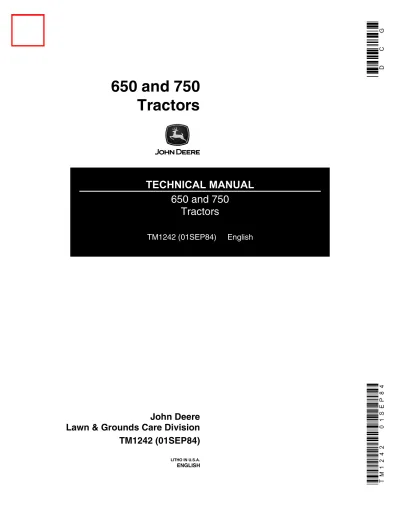 1981 John Deere 650 & 750 Tractors Technical Manual  (P/N TM1242)