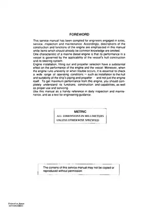 Yanmar Marine Diesel Engine Service Manual for Models 6LY2-STE, 6LY2A-STP, and 6LYA-STP Preview image 3