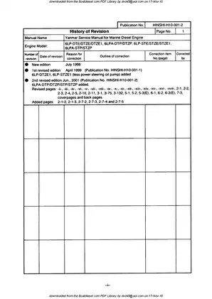 Yanmar 6LP,  6LPA,  6LP-DTE, 6LP-DTZE(1), 6LPA-DTP, 6LPA-DTZP, 6LP-STE, 6LP-STZE(1), 6LPA-STP, 6LPA-STZP marine diesel engine service manual Preview image 2