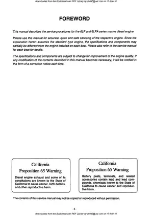 Yanmar 6LP Marine Diesel Engine Service Manual Preview image 3