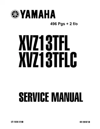 Yamaha XVZ13TFL/XVZ13TFLC Service Manual - Comprehensive Guide for Mechanics