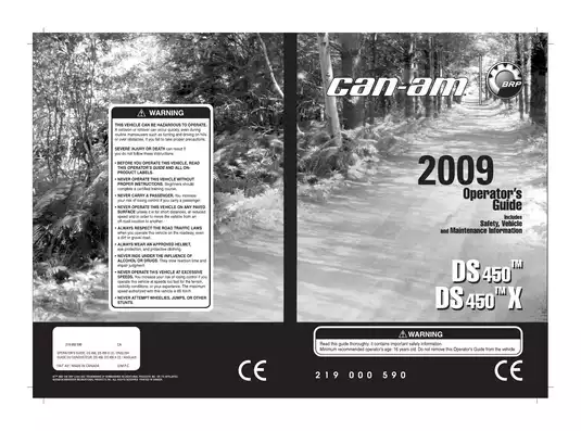 2009 Can-Am DS 450/450 X Operator's Manual