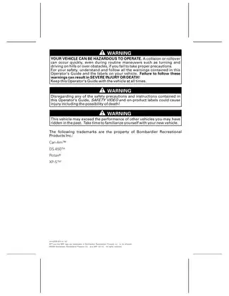 2009 Can-Am DS 450 X ATV owners manual Preview image 2