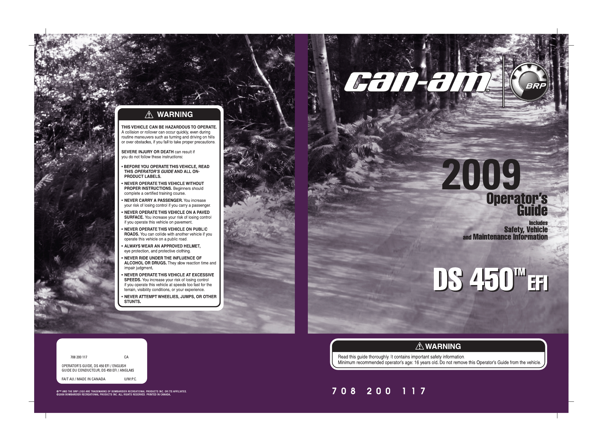 2009 Bombardier Can-Am DS 450 EFI owners manual Preview image 6