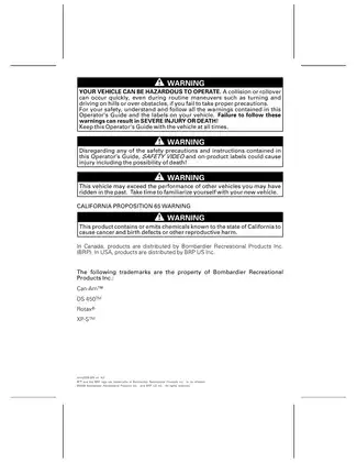 2009 Bombardier Can-Am DS 450 EFI owners manual Preview image 2