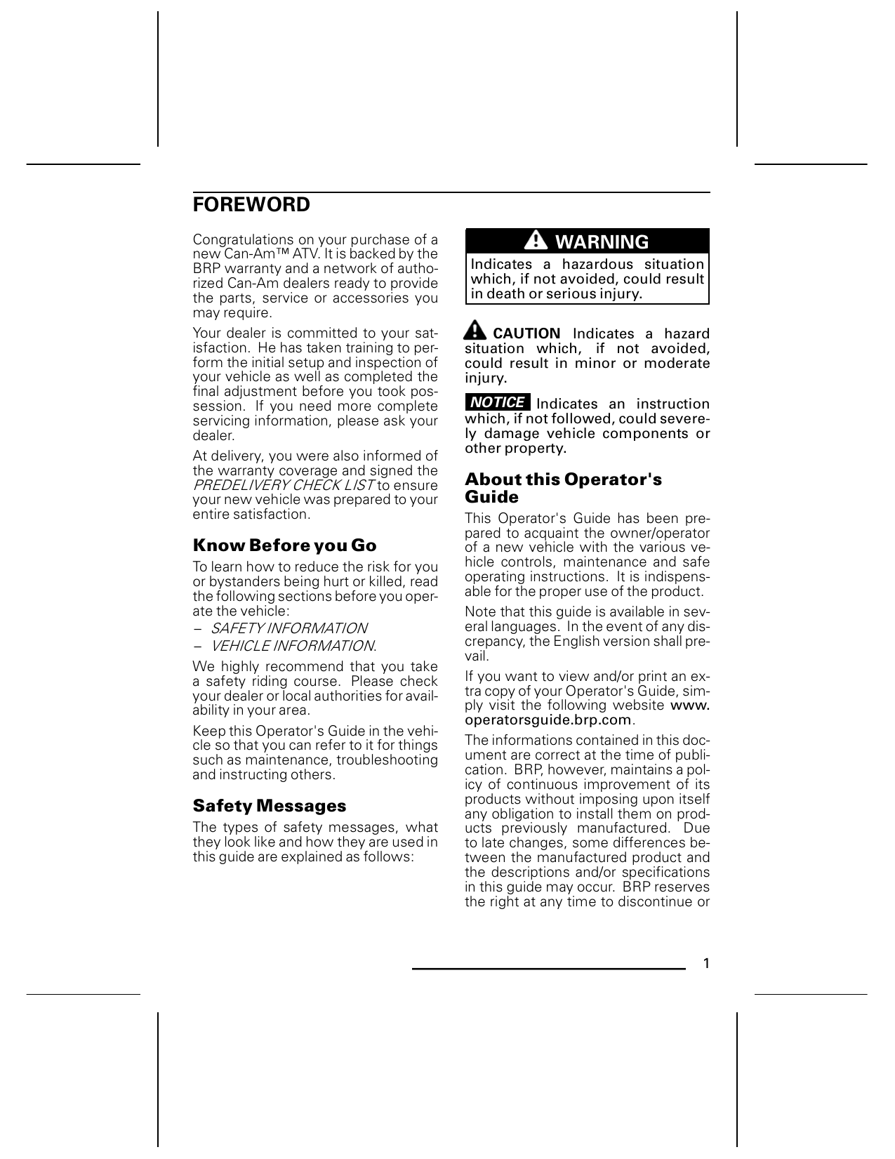 2009 Bombardier Can-Am DS 450 EFI owners manual Preview image 3