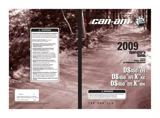 Can-Am DS 450 ATV Operator's Guide and Maintenance Manual