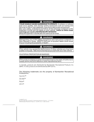 Can-Am DS 450 ATV Operator's Guide and Maintenance Manual Preview image 2