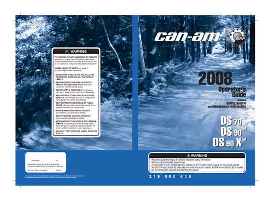 2008 Can-Am DS 90 X operator´s guide Preview image 1