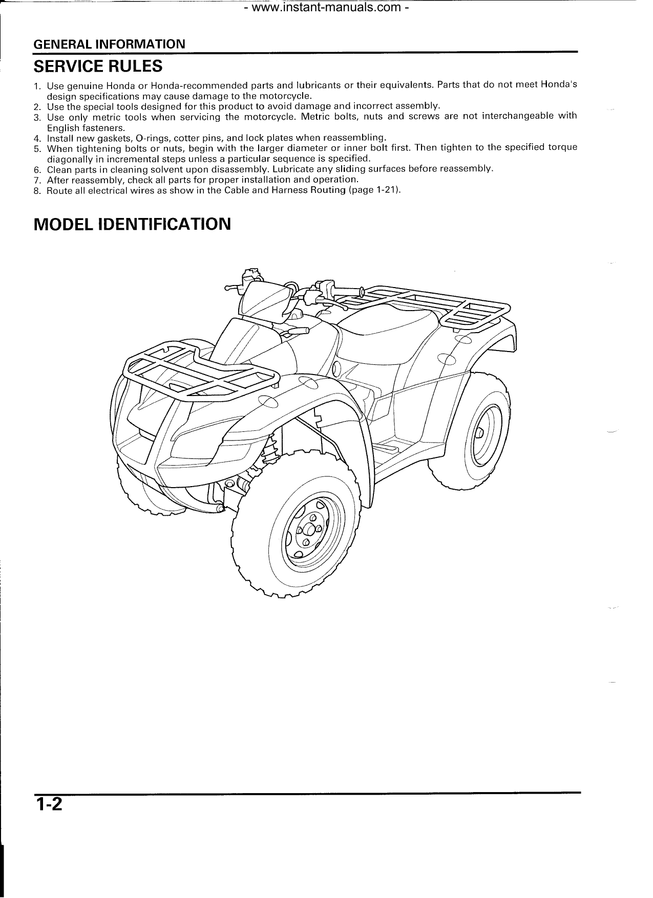 2003 Honda TRX650FA Rincon ATV service manual Preview image 4