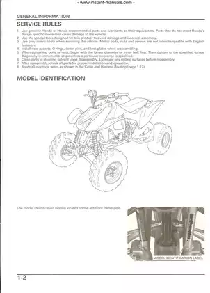 2004-2005 Honda TRX450R ATV service manual Preview image 4