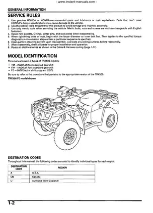 Comprehensive Service Manual for Honda TRX500FE/FM Models (2005-2022) Preview image 4
