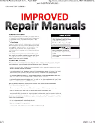 Honda TRX500 FA/FGA Repair Manual (2005-2008)