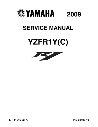 Preview: Yamaha YZFR1Y(C) 2009 OEM Service Manual (P/N LIT-11616-22–78)