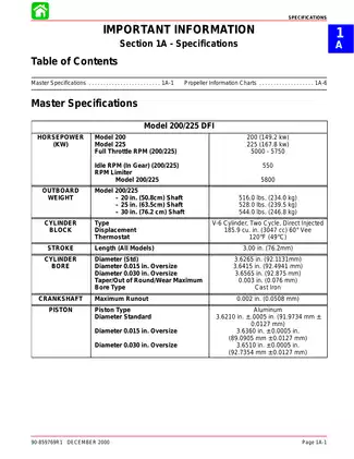 2000-2005 Mercury Optimax 200, Optimax 225 DFI outboard motor service manual
