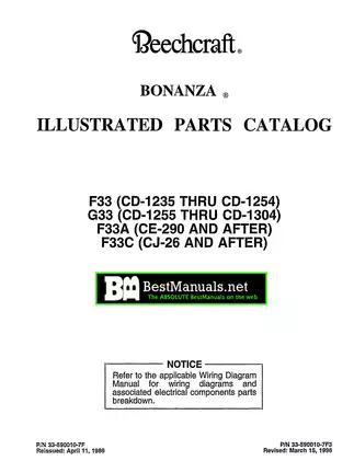Beechcraft Bonanza 33 Illustrated Parts Catalog (All Models Included)