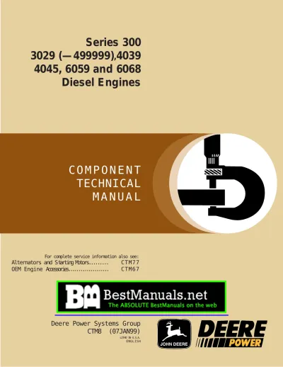 Preview: John Deere 3029, 4039, 4045, 6059, 6068 Diesel Engine 1990–1999 Service Manual (P/N CTM8)