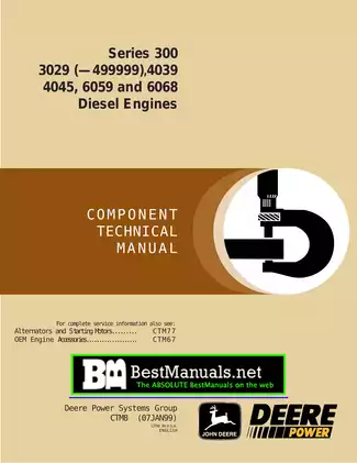 John Deere 300, 3029, 4039, 4045, 6059, 6068 engine technical manual Preview image 1