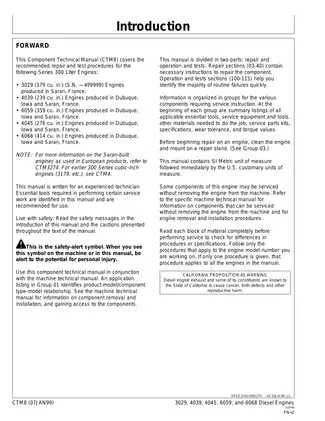 John Deere 300, 3029, 4039, 4045, 6059, 6068 engine technical manual Preview image 2