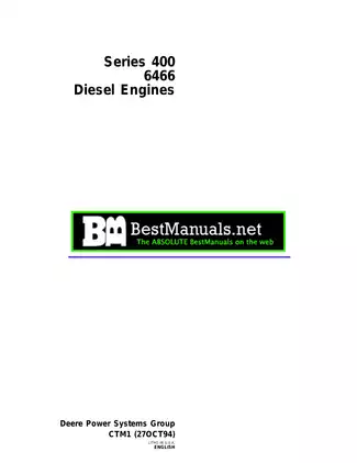 John Deere series 400, 6466 diesel engine technical manual Preview image 1