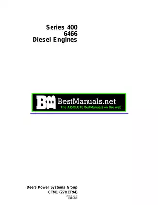 John Deere 6466 Diesel Engine Technical Manual Preview image 1