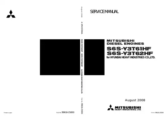 Mitsubishi S6S-Y3T61HF,  S6S-Y3T62HF diesel engine service manual Preview image 1