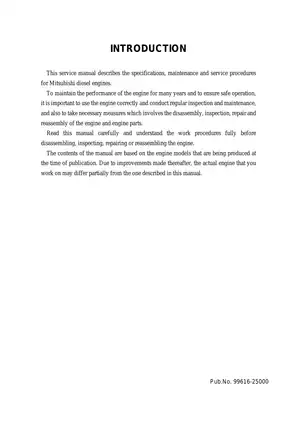 Mitsubishi Diesel Engine S6S-Y3 Series Comprehensive Service Manual Preview image 3