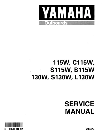 Preview: Yamaha 115W, C115W, S115W, B115W, 130W, S130W, L130W Service Manual (P/N LIT-18616-01–92)