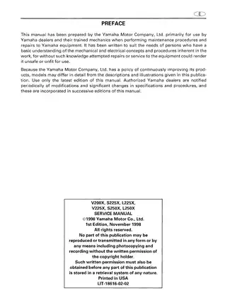 Yamaha Outboard Motor Service Manual (V200X, S225X, L225X, V225X, S250X, L250X) Preview image 2