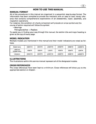 1999 Yamaha V200X, S225X, L225X, V225X, S250X, L250X 200hp, 225hp, 250hp outboard motor manual Preview image 3