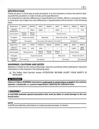 1999 Yamaha Motor Co., Ltd. 60hp, 70hp, 75hp, 90hp outboard motor manual Preview image 4