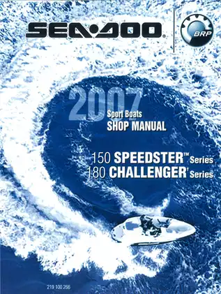 Sea-Doo Sport Boat Service Manual for 150 Speedster™ and 180 Challenger™