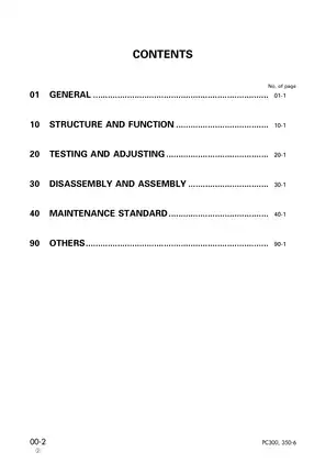 Komatsu PC300-6 and PC350-6 Excavator Service Manual (2002) Preview image 2