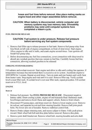 2000-2002 Mazda MPV repair manual Preview image 2