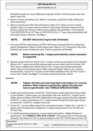 2000-2002 Mazda MPV repair manual Preview image 3