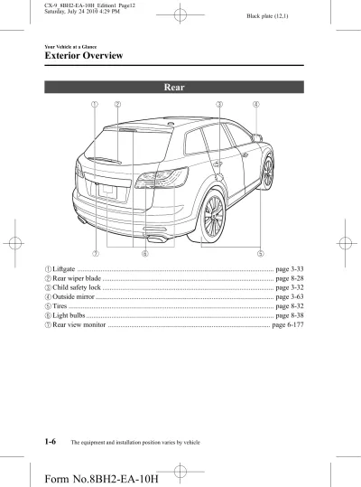 2010 Mazda CX-9 Owner's Manual (P/N 8BH2-EA-10H)