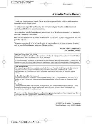 Mazda CX-9 Owner's Manual (2010) - Comprehensive Guide for Optimum Vehicle Performance Preview image 3