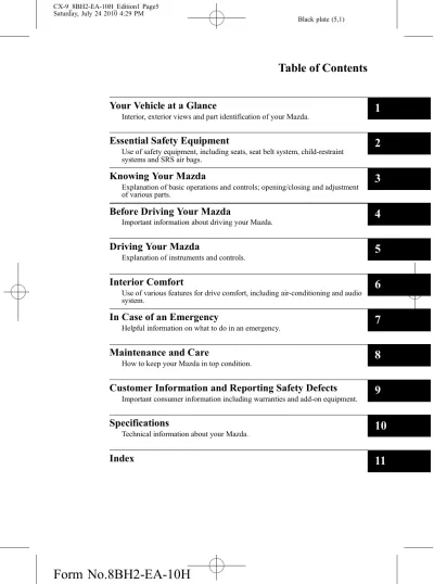 Preview: 2010 Mazda CX-9 Owner's Manual (P/N 8BH2-EA-10H)
