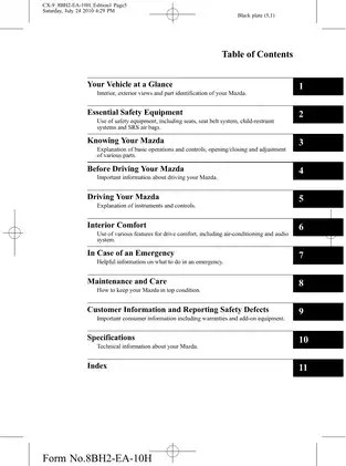 Mazda CX-9 Owner's Manual (2010) - Comprehensive Guide for Optimum Vehicle Performance Preview image 5
