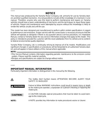 Yamaha YZF-R6T/YZF-R6TC Supplementary Service Manual (2004 Edition) Preview image 3