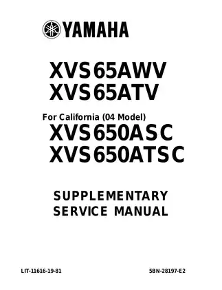 Yamaha XVS650A Supplementary Service Manual - Essential Maintenance Guide