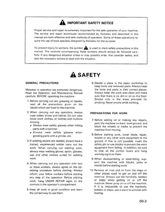 Komatsu Hydraulic Excavator PC300/400 Operation & Maintenance Manual Preview image 3
