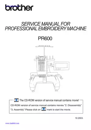 Brother PR600 professional embroidery machine service manual