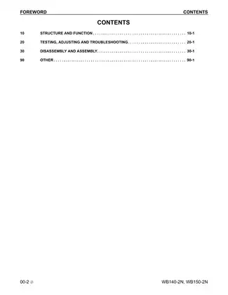 Komatsu WB140-2N and WB150-2N Backhoe Loader Service Manual Preview image 2