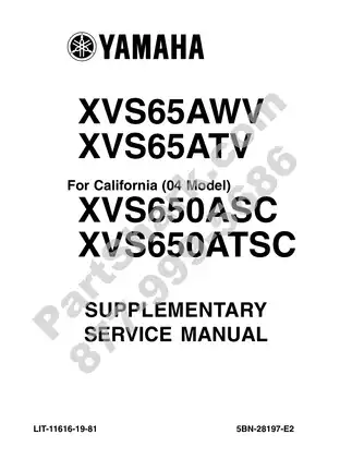 Yamaha XVS650A Supplementary Service Manual (2005 Edition)